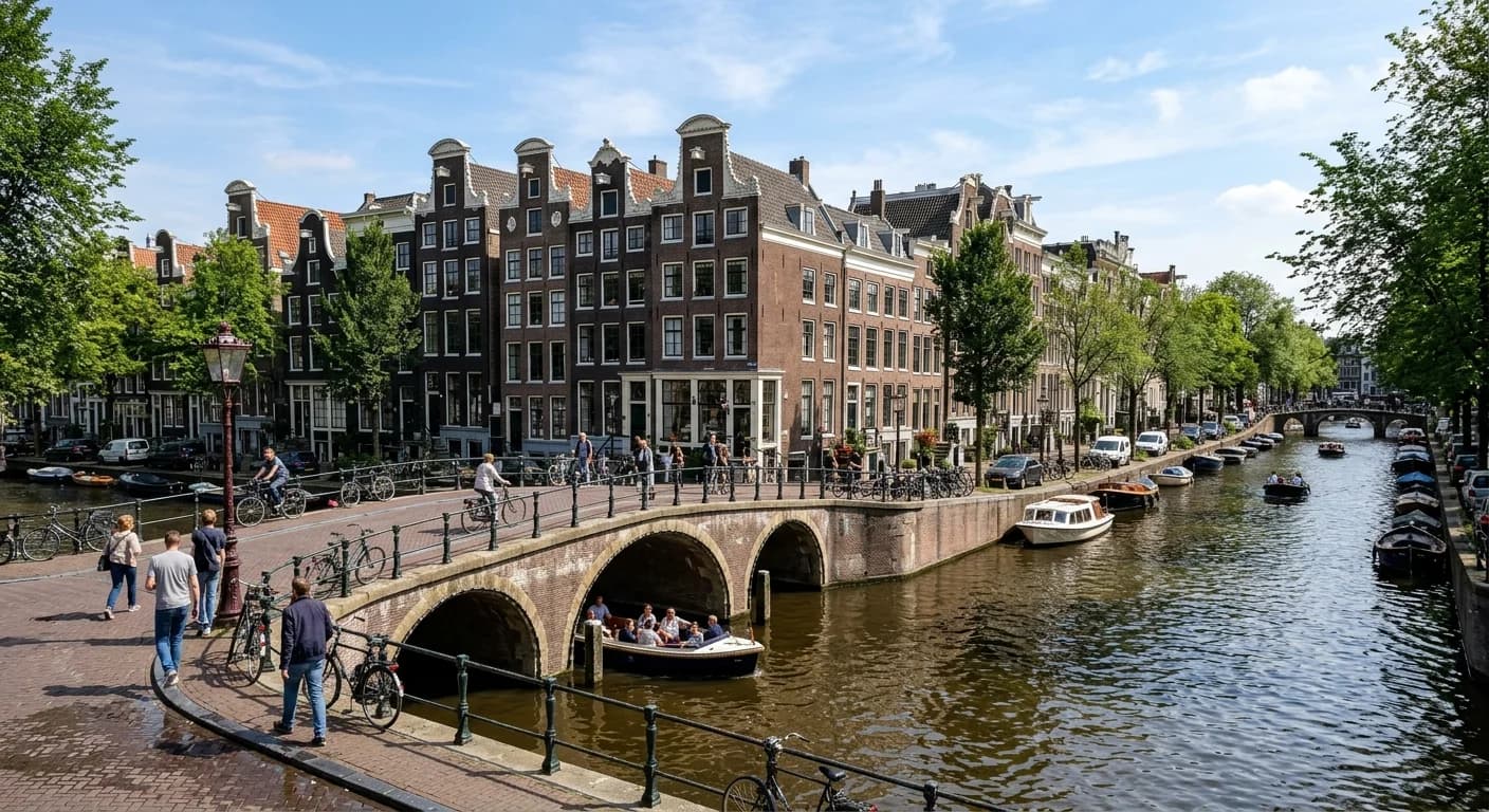 Historic canal ring in Amsterdam Centrum set up for a corporate event
