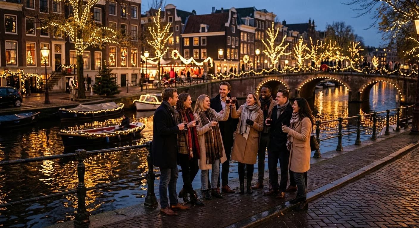 Christmas party at a canal-side venue in Amsterdam