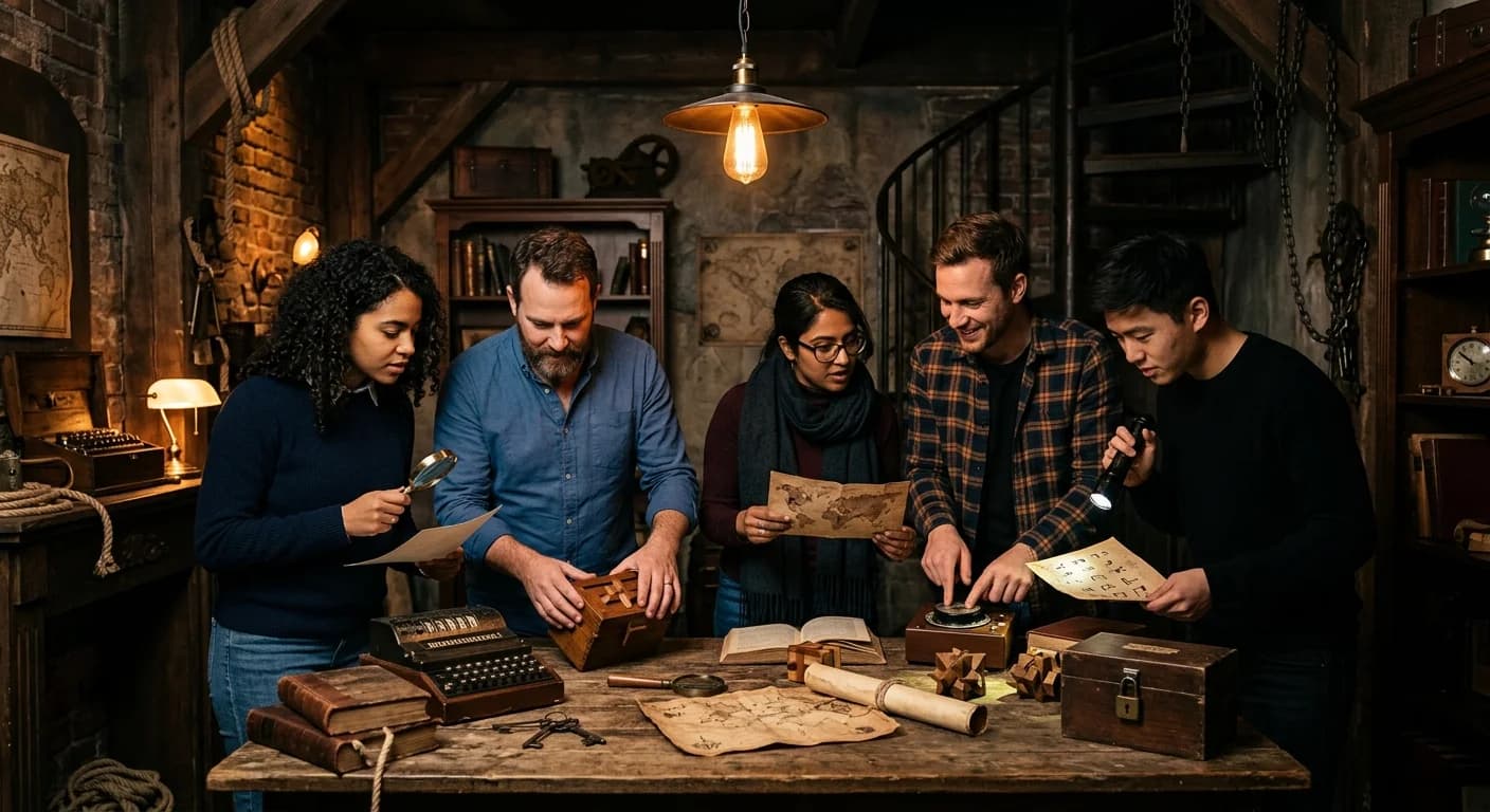 Corporate team in an escape room in Amsterdam Centrum