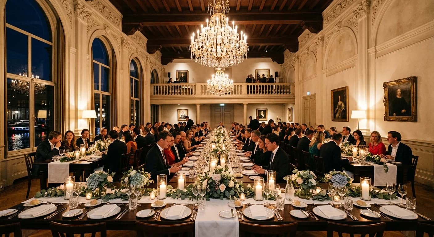 Event styling with Dutch tulips at an Amsterdam venue