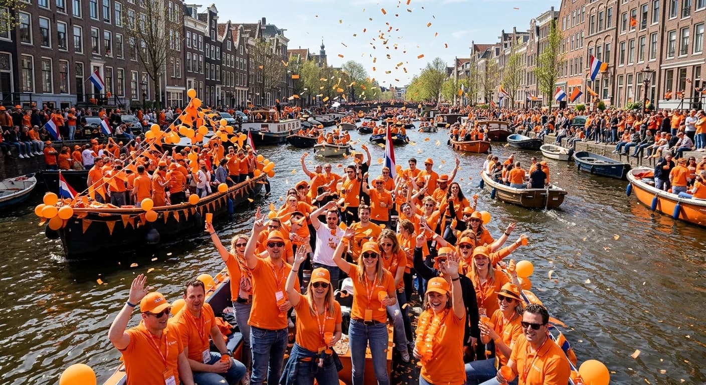 King's Day canal boat party in Amsterdam