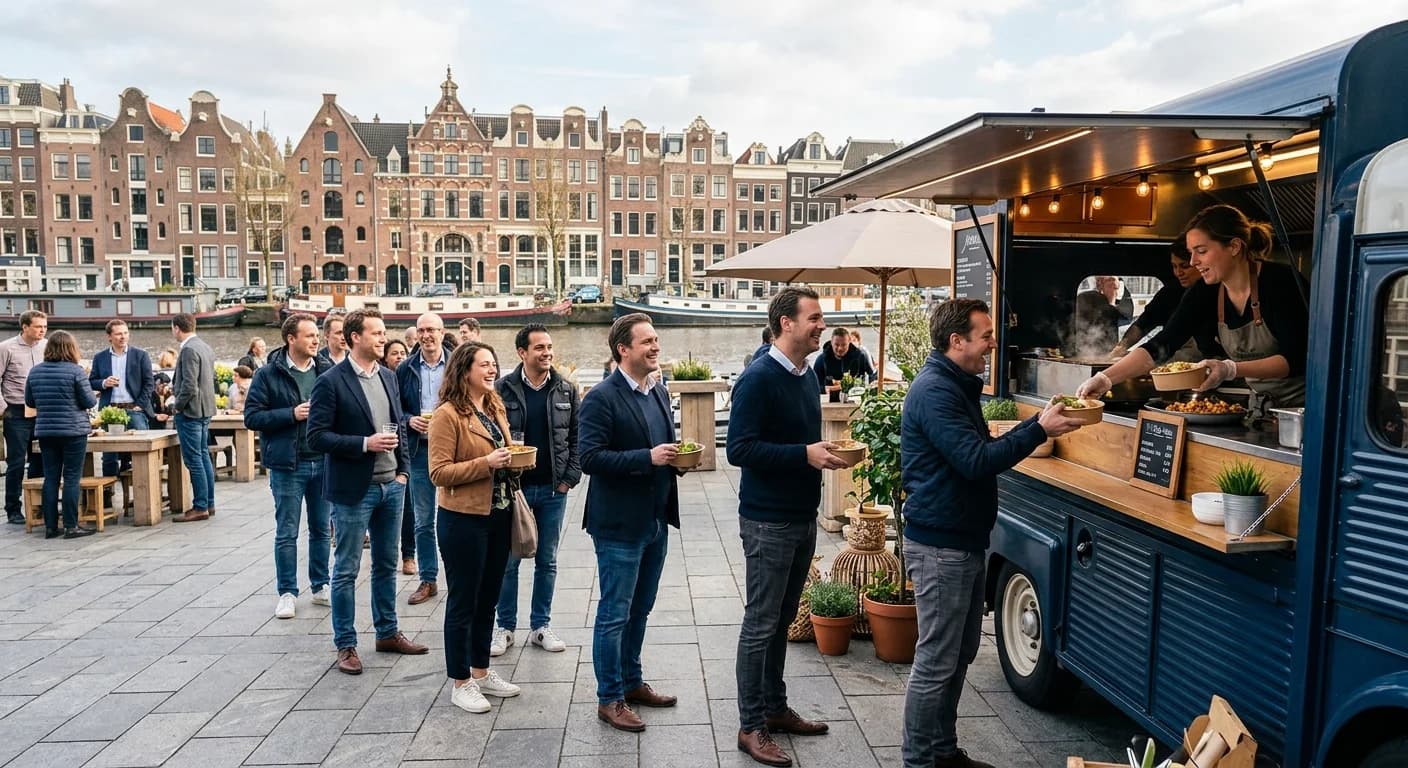Streetfood stations at a corporate event in Amsterdam
