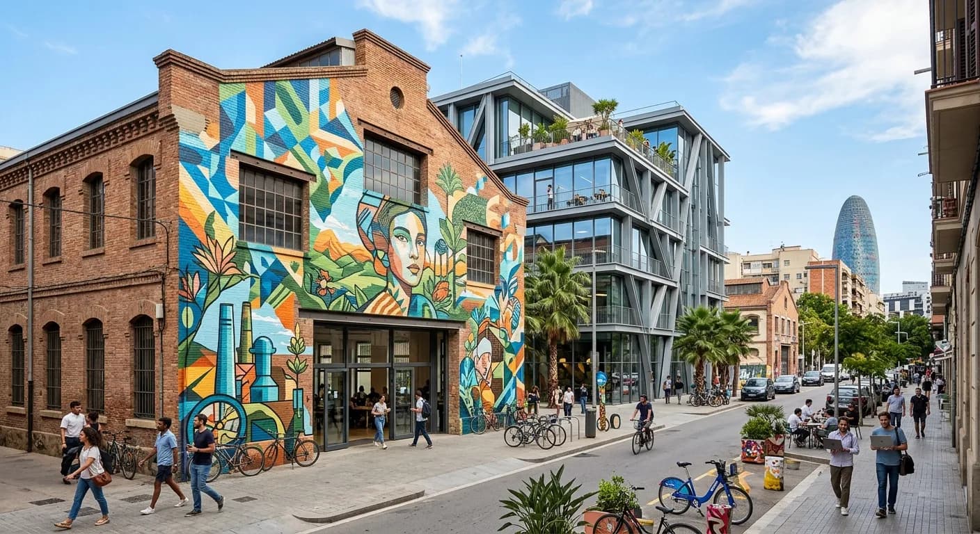 Creative industrial warehouse event space in Poblenou 22@ tech district Madrid