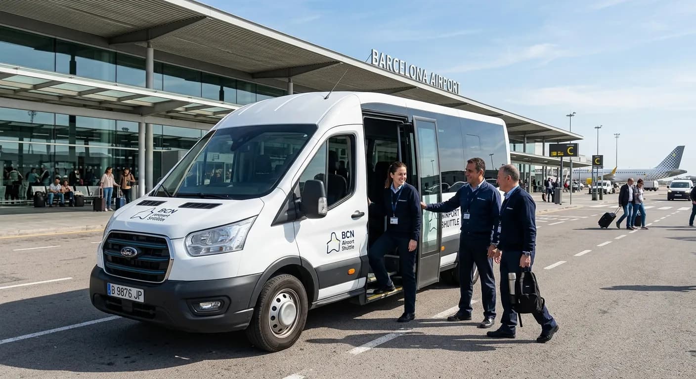 Professional minibus shuttle for a corporate team event transfer in Barcelona