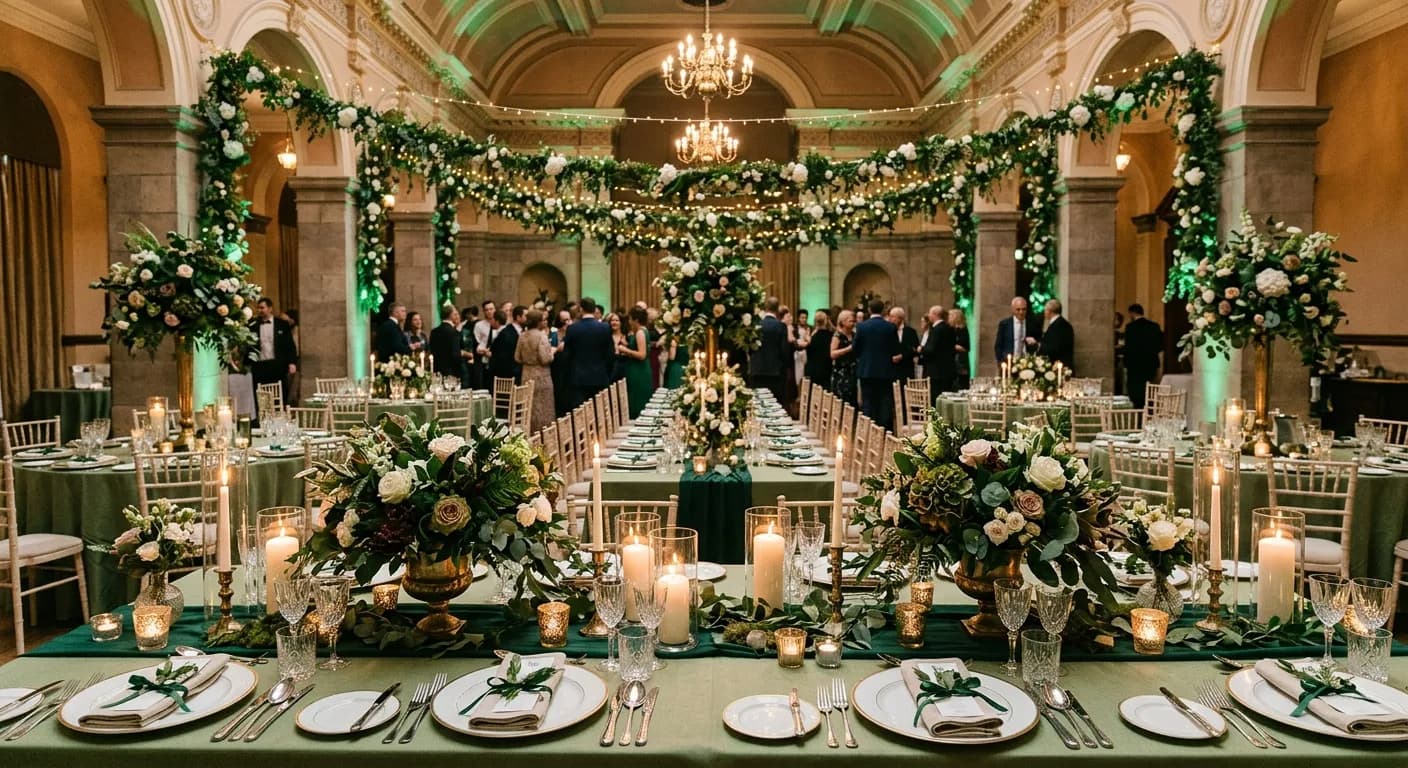 Elegant event decoration with flowers at a corporate venue in Dublin