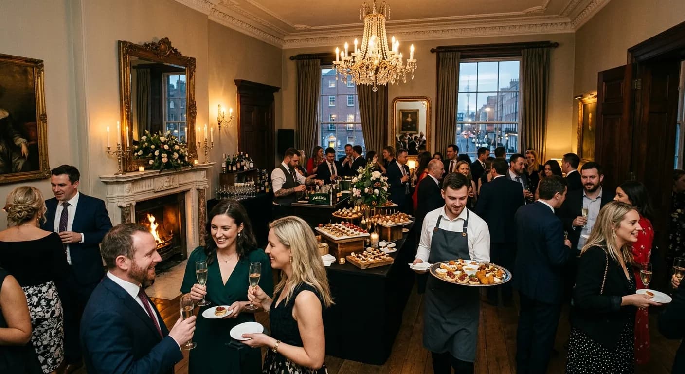 Elegant fingerfood and cocktail reception at a corporate event in Dublin