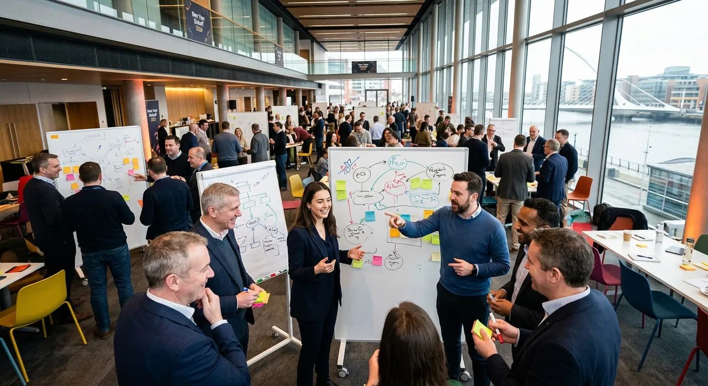 Corporate team new year kickoff workshop in a Dublin creative space