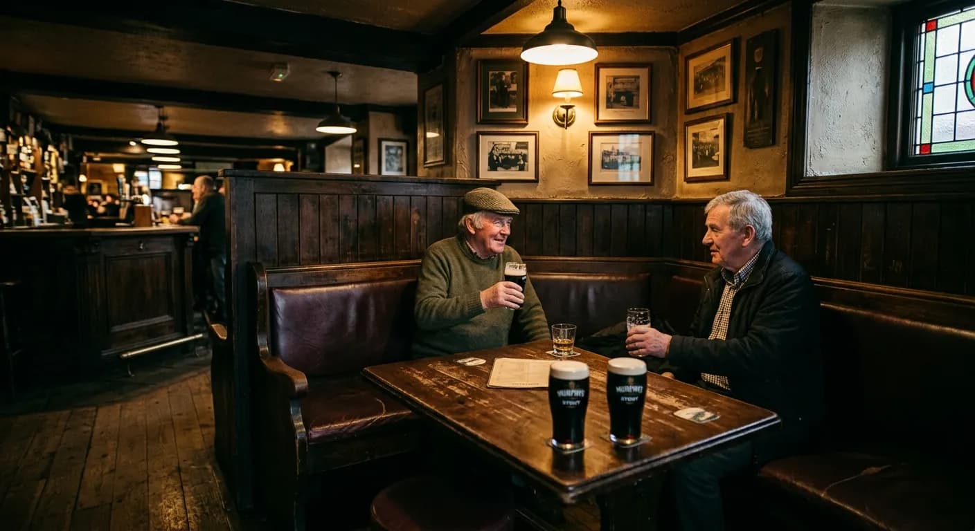 Private function room in a traditional Dublin pub set for a corporate team event