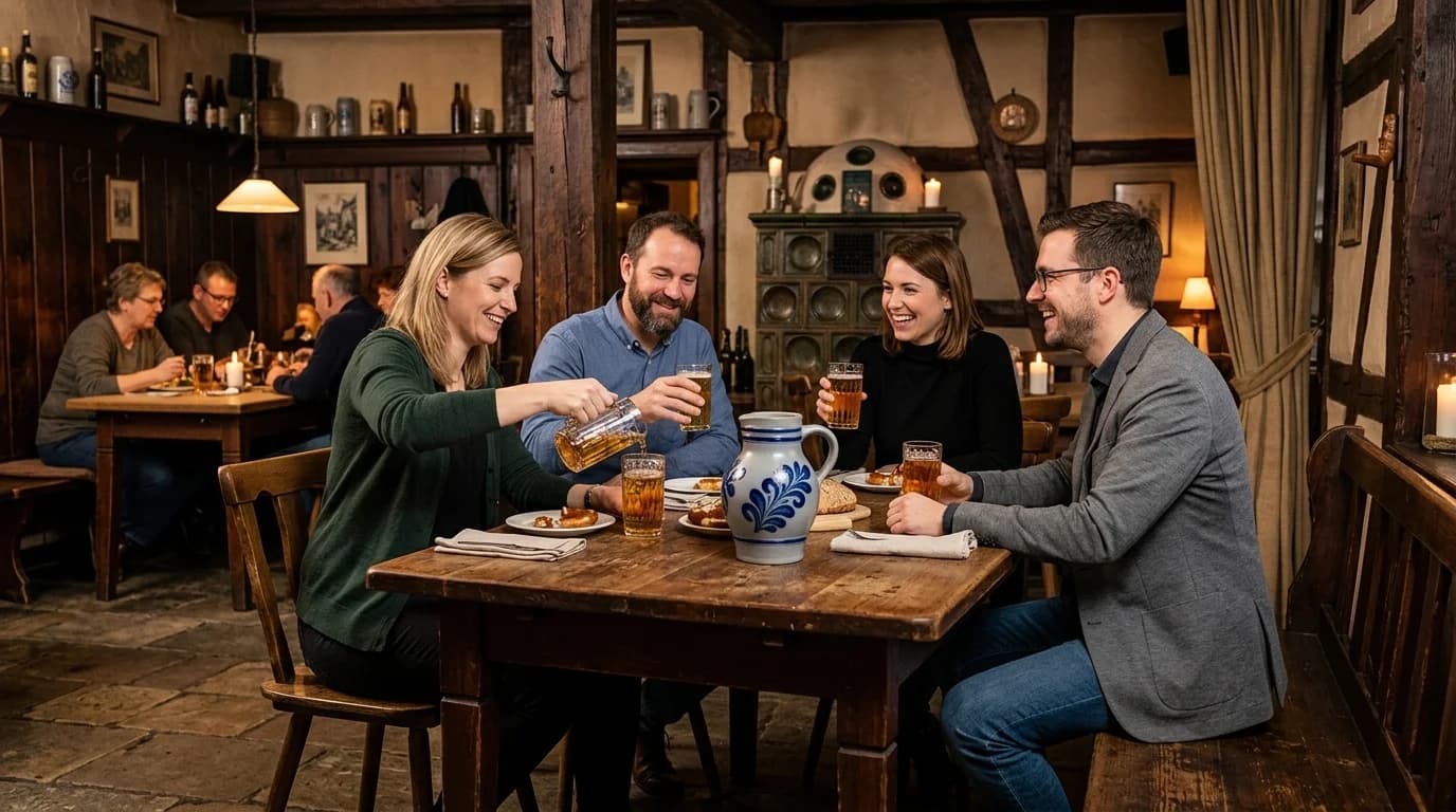 Traditional Hessian catering spread with Apfelwein in Frankfurt