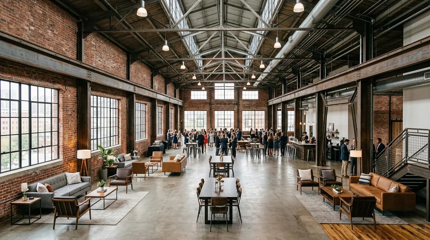 Industrial loft event venue in Frankfurt Ostend
