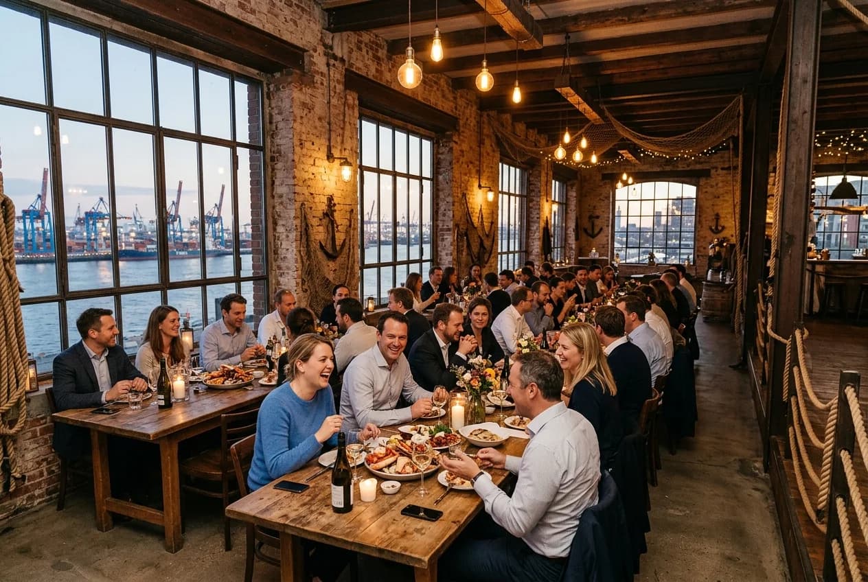 Creative event space in Hamburg Altona with maritime decor and Fischmarkt atmosphere