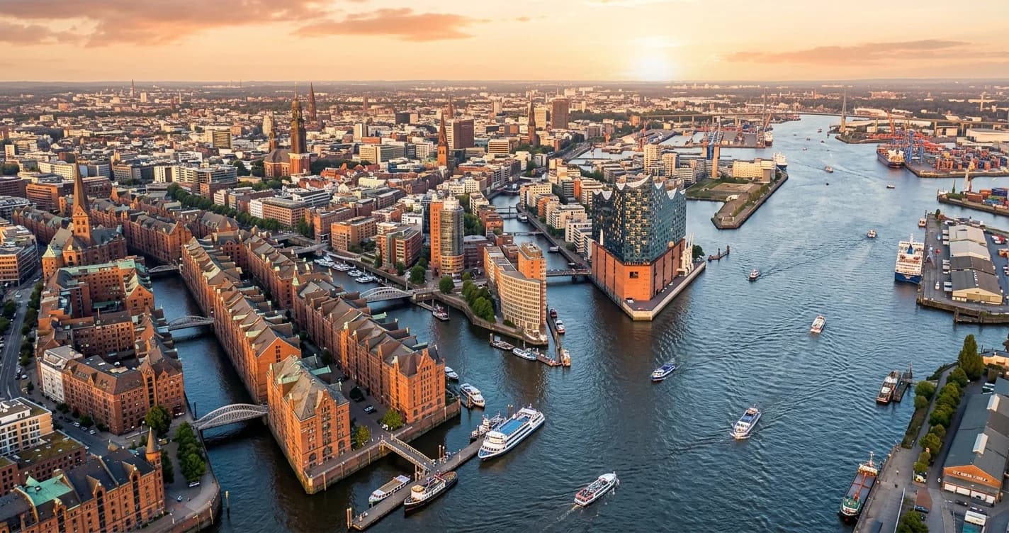 Company event venue in Hamburg with HafenCity harbor views and Elbphilharmonie