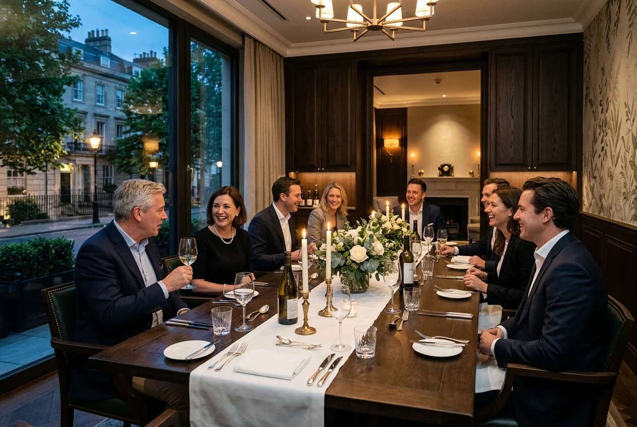 Elegant private dining venue in Hamburg Eppendorf with refined table setting