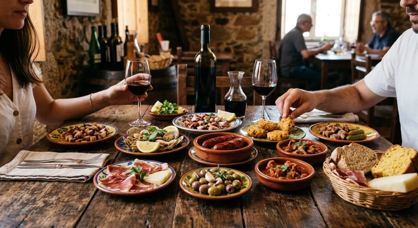 Portuguese petiscos and tapas sharing plates at a corporate event in Lisbon