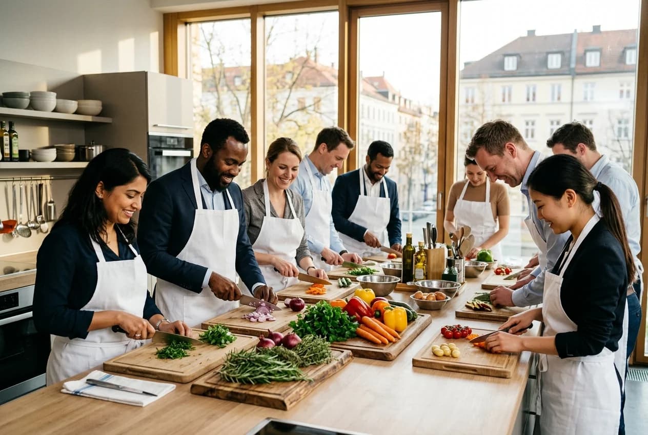 Cooking class studio near Viktualienmarkt in Munich for corporate team events