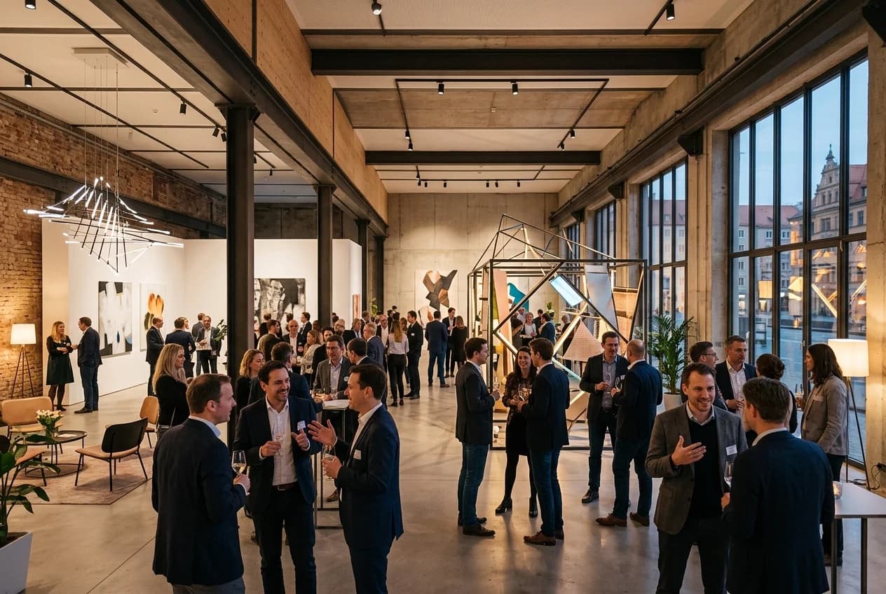 Creative event space in Vienna Maxvorstadt with gallery-style setting for corporate workshop