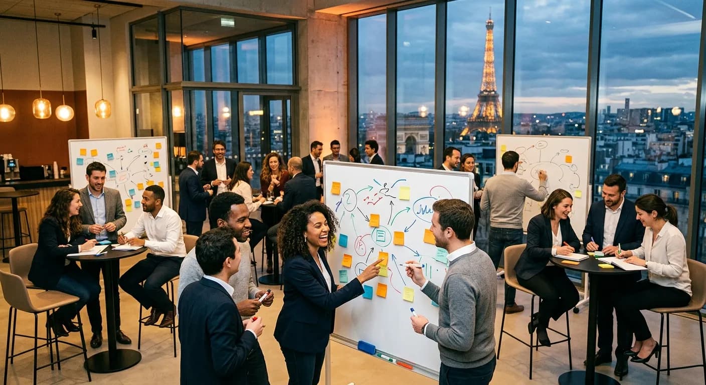 Corporate team new year kickoff workshop in a Paris venue