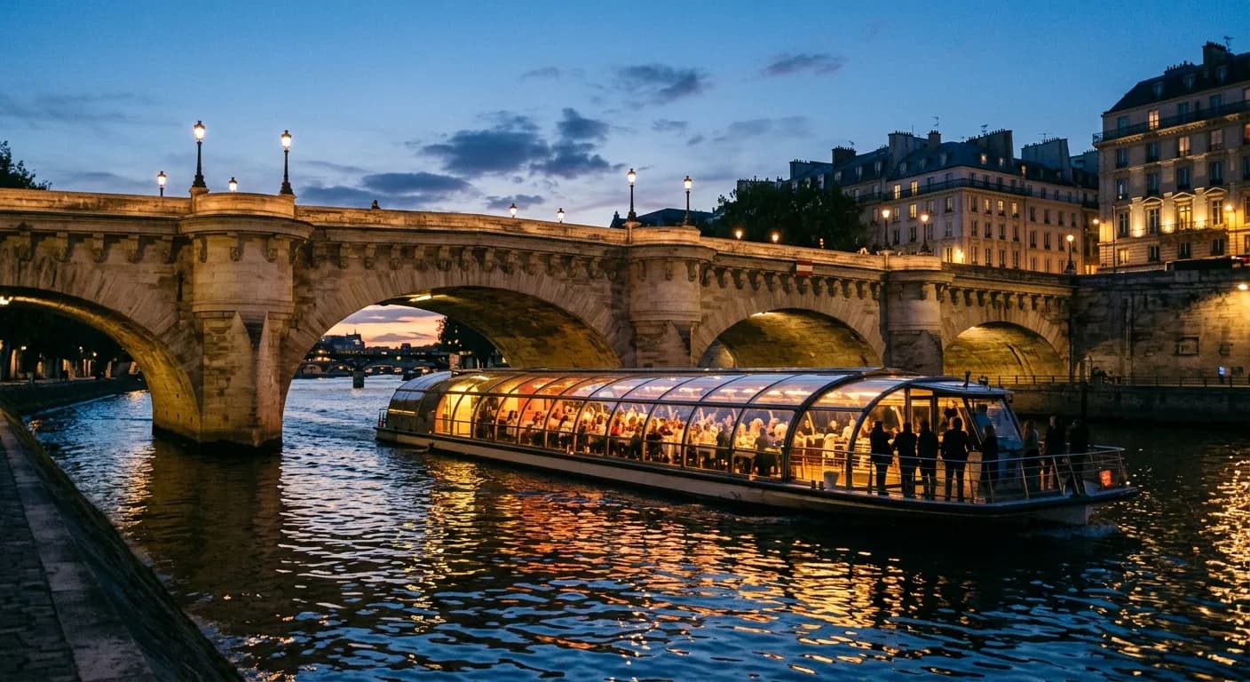 Private Seine river boat venue for a corporate dinner cruise in Paris